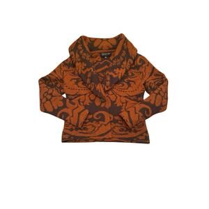 Jones New York 100% Merino Wool Cardigan PS Burnt Orange Southwest Boho Cozycore